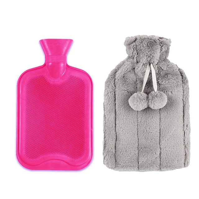 British Standard Rubber Hot Water Bottle With Plush Cover