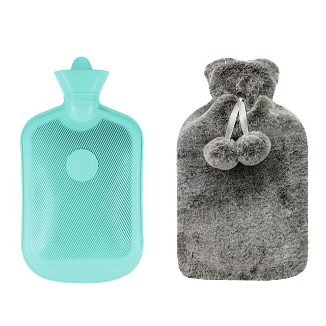 Classic Rubber Hot Water Bottle Plush Cover Set