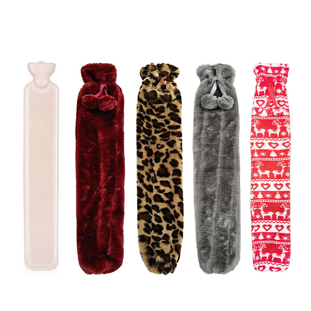 2 Litre Long Rubber Hot Water Bottle Plush Cover